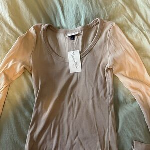 Universal Thread Beige Ribbed Long Sleeve Top